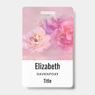 Pretty Pink Carnations Stylish Photography ID Badge