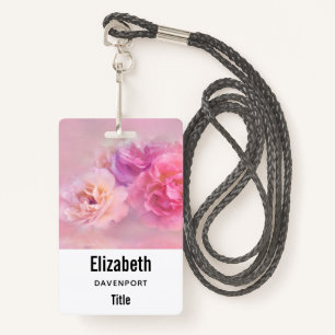 Pretty Pink Carnations Stylish Photography ID Badge