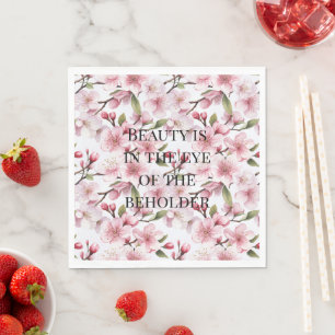 Pretty Pink Cherry Blossom Flowers Bridal Shower Napkin
