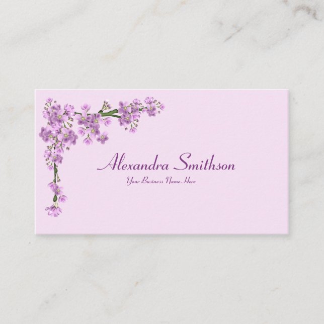 Pretty Pink Cherry Blossoms Business Card (Front)