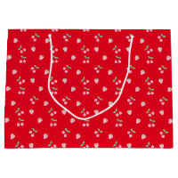 Pretty Pink Cherry Strawberry Fruit Pattern Red