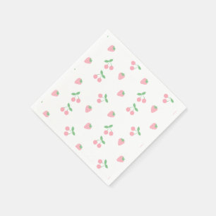Pretty Pink Cherry Strawberry Fruit Spring Napkin