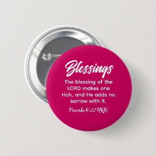 Pretty Pink Christian Faith Blessings Bible Verse 6 Cm Round Badge
