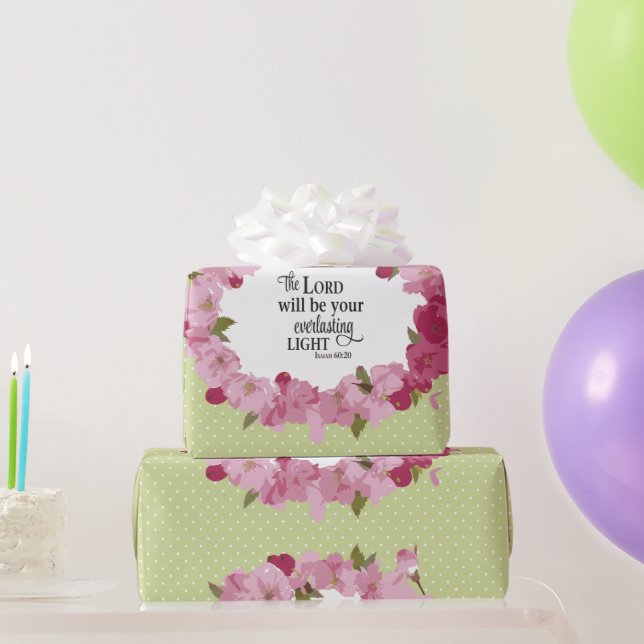 Pretty Pink Christian Flowers Gift Wrapping Paper (Party Gifts)