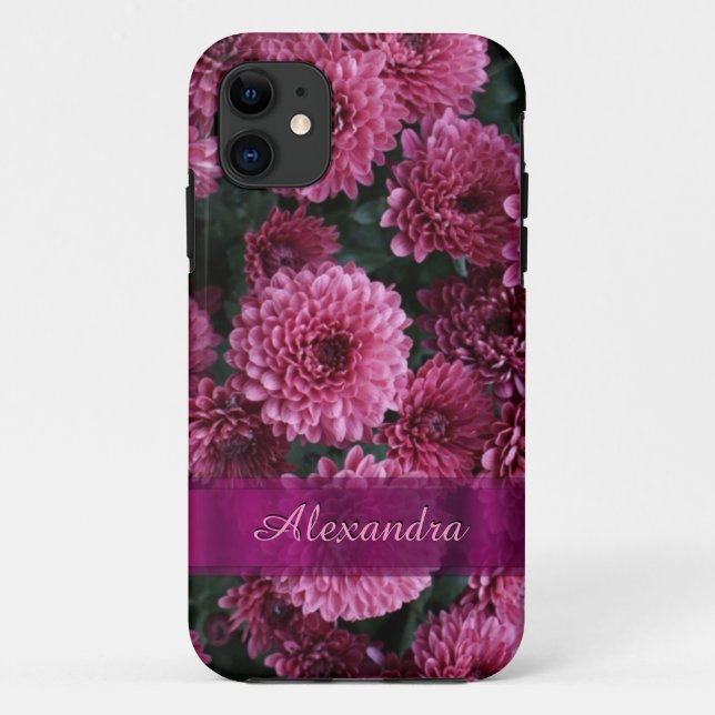 Pretty pink Chrysanthemum  flower personalised Case-Mate iPhone Case (Back)