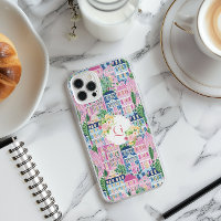 Pretty Pink Cityscape | Floral Initial Monogram