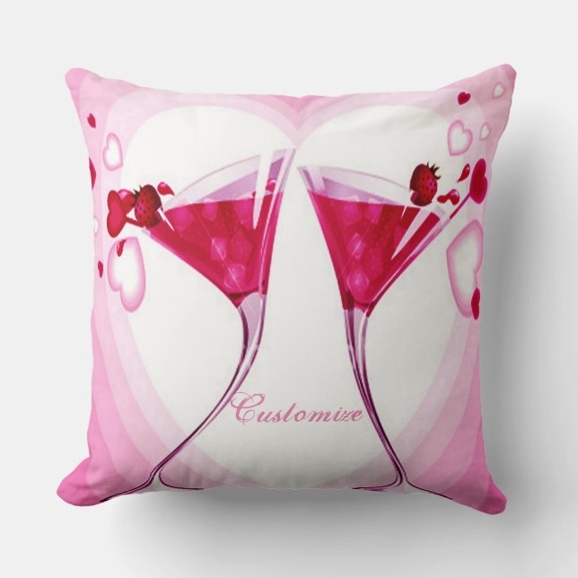 Pretty Pink Cocktails Throw Pillow (Front)
