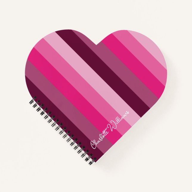 PRETTY PINK COLOR PALETTE PALE PLUM STRIPE PATTERN NOTEBOOK (Front)