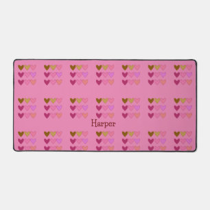 Pretty Pink + Colorful Hearts Women’s Desk Mat