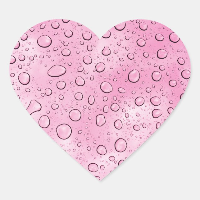 Pretty Pink Colour Water Drip Fun  Heart Sticker (Front)