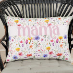 Pretty Pink Colourful Wildflower Pattern Mama Decorative Cushion<br><div class="desc">Mama pillow in soft pink with colourful wildflower pattern and bold modern lettering. The design features pretty wild flowers with "mama" lettered in ornate typography. Please browse my Mother's Day Wildflower Collection for more flowery cards and gifts.</div>