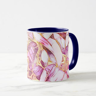 Pretty Pink Colours And Faux Gold Floral  Mug