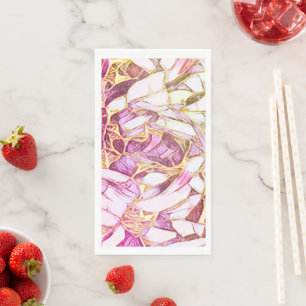 Pretty Pink Colours And Faux Gold Flower Napkin