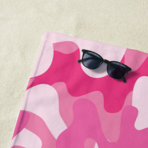 Pretty Pink Colours Camouflage Pattern Beach Towel