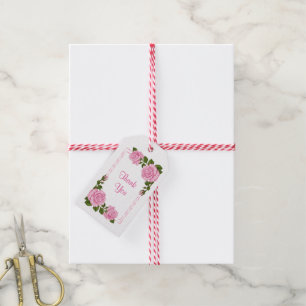 Pretty Pink Corner Bouquets 18th Birthday Gift Tags