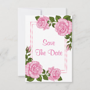 Pretty Pink Corner Bouquets 30th Save The Date