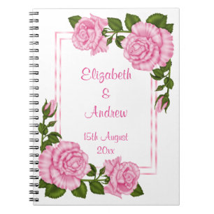 Pretty Pink Corner Bouquets Wedding Spiral Notebook