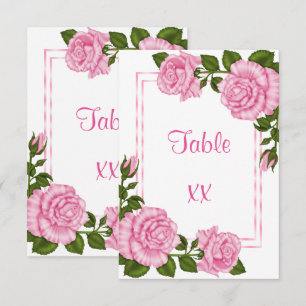 Pretty Pink Corner Bouquets Wedding Table Number