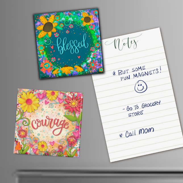 Pretty Pink Courage Floral Modern Inspirivity Magnet (Creator Uploaded)