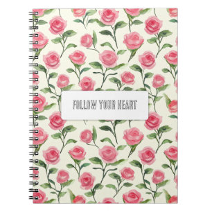 Pretty Pink Cream Roses Floral Notebook