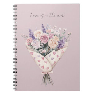 Pretty Pink Cream Roses Lavender Floral Love Notebook