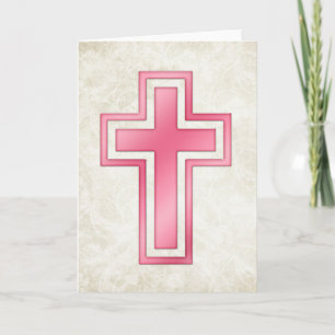 Pretty Pink Cross 2 Blank Christian Greeting Card