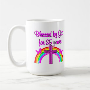 PRETTY PINK CROSS 85TH BIRTHDAY DESIGN COFFEE MUG