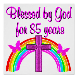 PRETTY PINK CROSS 85TH BIRTHDAY DESIGN POSTER