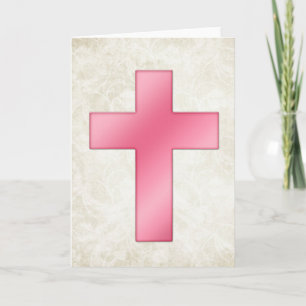 Pretty Pink Cross Blank Christian Greeting Card