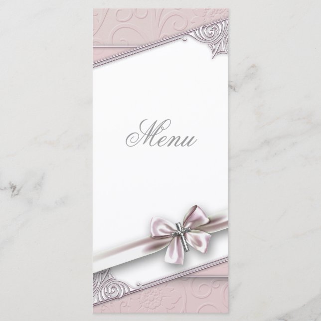 Pretty Pink Cross Menu Card (Front)