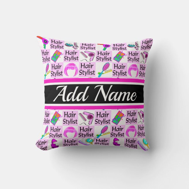 PRETTY PINK CUSTOM HAIRDRESSER AND BEAUTICIAN CUSHION (Front)