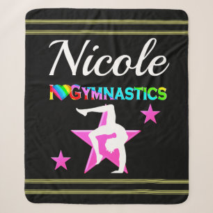 PRETTY PINK CUSTOMIZED GYMNASTICS DESIGN SHERPA BLANKET