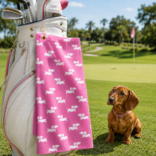 Pretty Pink Dachshund Mum Golfer Gift Golf Towel