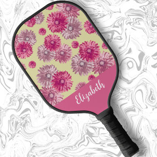 Pretty pink daisies floral style gift for mum pickleball paddle