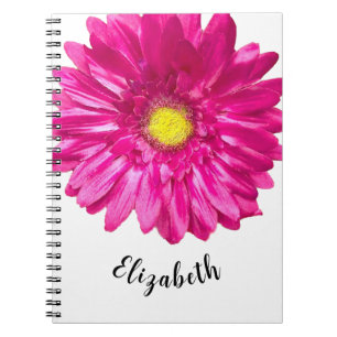 Pretty pink daisy flower custom name womens notebook