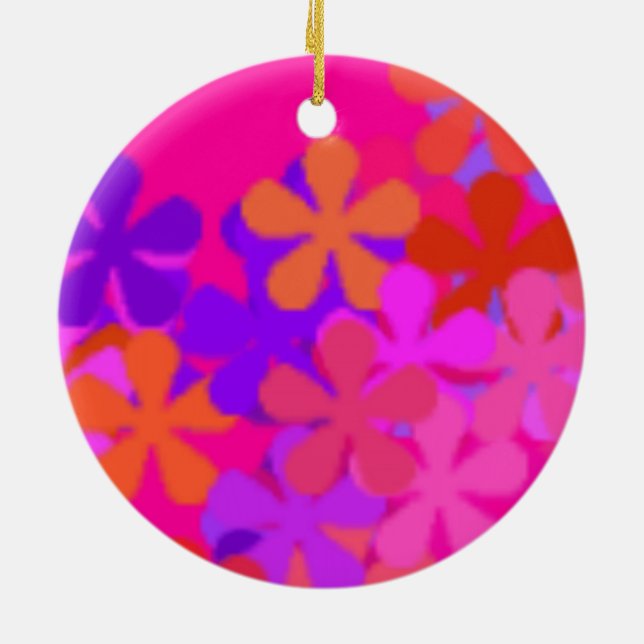 Pretty Pink Daisy >Round Ornaments (Back)