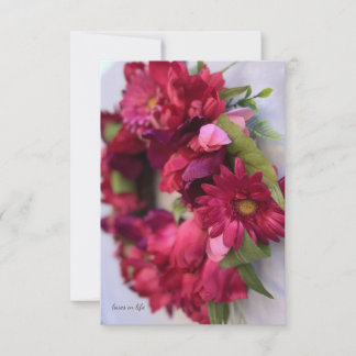 Pretty Pink Daisy & Tulip Wreath  Card