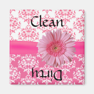 Pretty Pink Damask Dishwasher Magnet