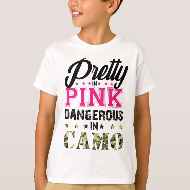 Pretty Pink Dangerous In Camo Hunting Girl Women H T-Shirt (Front)