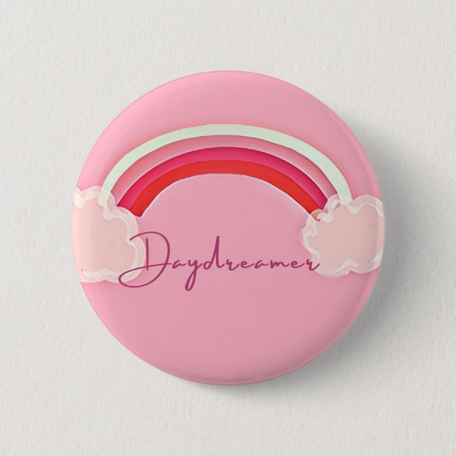 Pretty Pink Daydreamer Button. 6 Cm Round Badge (Front)
