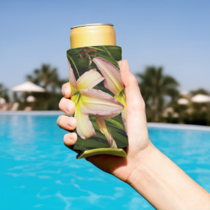 Pretty Pink Daylilies Floral Can Cooler