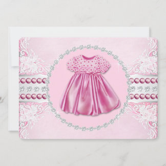 Pretty Pink Diamonds and Pearls Baby Shower Invitation