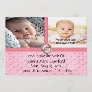 Pretty Pink Dots Birth Announcements