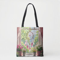 Pretty Pink Dreamcatcher and Plants Window Sill