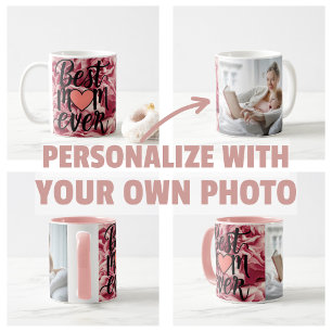 Pretty Pink Elegant Best Mum Ever Floral Coffee Mug