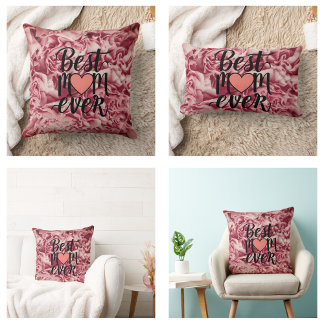 Pretty Pink Elegant Best Mum Ever Floral Lumbar Cushion