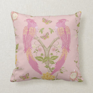 Pretty Pink Elegant Lovebirds Butterflies Flowers Cushion