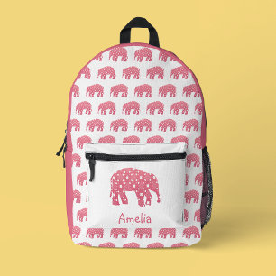Pretty Pink Elephant Printed Backpack