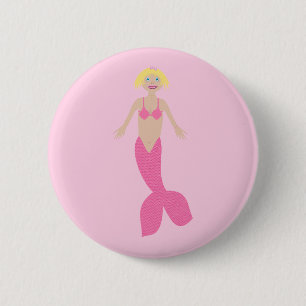 Pretty Pink Fantasy Mermaid 6 Cm Round Badge
