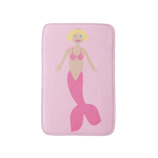 Pretty Pink Fantasy Mermaid Bath Mat (Front Vertical)